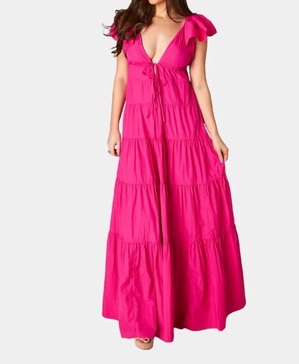 holland tiered maxi dress in raspberry