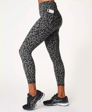 power 7/8 workout leggings in black tonal leopard print