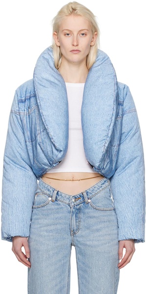 Blue Cropped Down Jacket