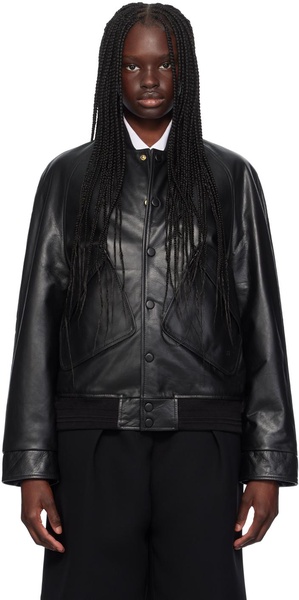 Black Varsity Leather Jacket