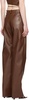 Brown Straight-Leg Faux-Leather Trousers