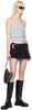 Black Darted Denim Miniskirt