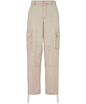 FENDI Men's Cotton Logo Cargo Pants - Adjustable Ankles, Nude & Neutrals