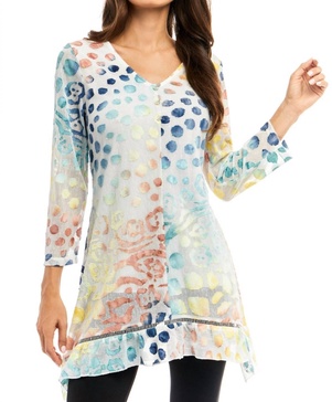 animal print burnout tunic in multi colored