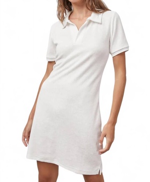 elana terry cloth polo dress in white