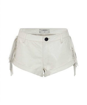 chaos walking fringed leather bandit shorts in white