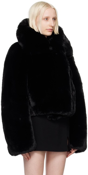 Black Fluffy Faux-Fur Jacket