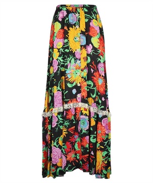 Gucci All-Over Floral Printed Crepe Skirt