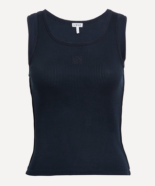 Ribbed Silk Jersey Anagram Tank Top