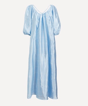 Teresa Blue Check Midi-Dress