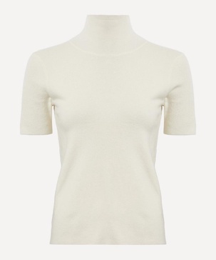 Cashmere Ribbed High-Neck Top