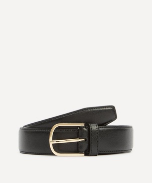 Wide Black Leather Trouser Belt