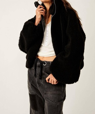 get cozy teddy jacket in black