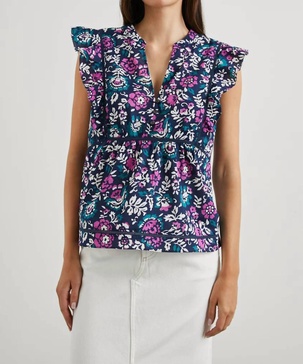 misha top in woodblock floral