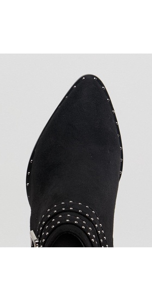 RAID Black Studded Buckle Heeled Ankle Boots