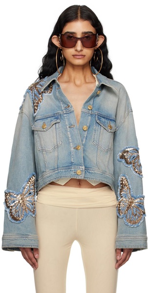 Blue Appliqué Denim Jacket