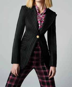 birkin blazer in black/white pinstripe