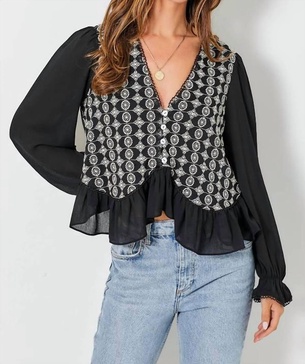 hello nightfall top in black