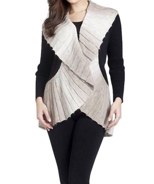 signature wrap sweater in taupe/white