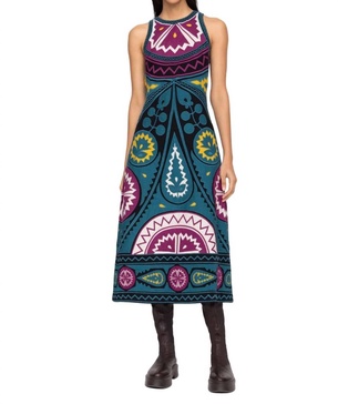 gael applique sleeveless dress in teal