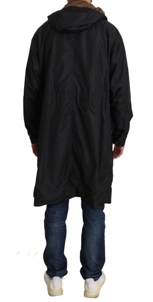 Dolce & Gabbana  Black Brown Hooded Reversible Raincoat