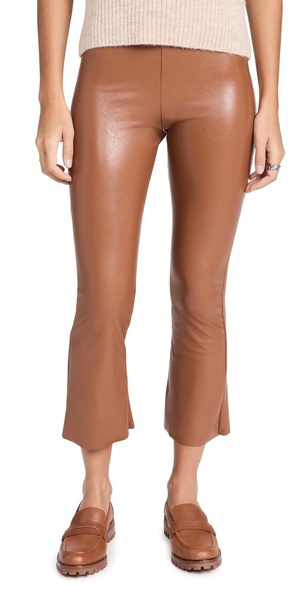 Faux Leather Cropped Flare Pants