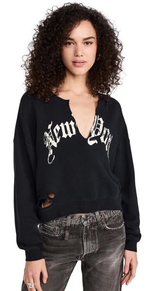 New York Cropped Crew Neck Sweatshirt