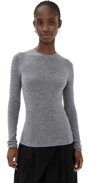 Feather Weight Ribbed Crew Neck Pullover