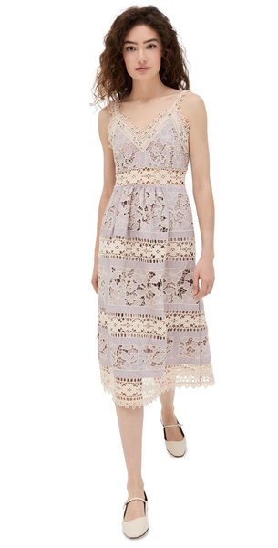 Joah Embroidery Sleeveless Midi Dress