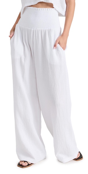 Gauze Smocked Flare Pants