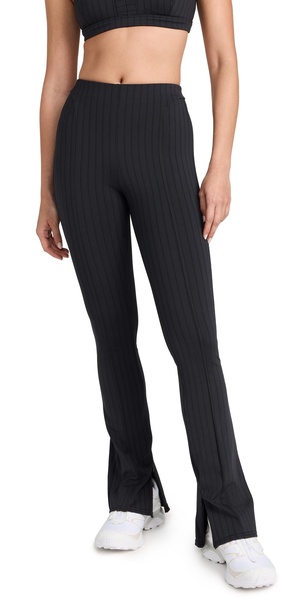 High Waist Pinstripe Zip It Flare Leggings