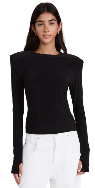 Shoulder Pad Long Sleeve Crew Top