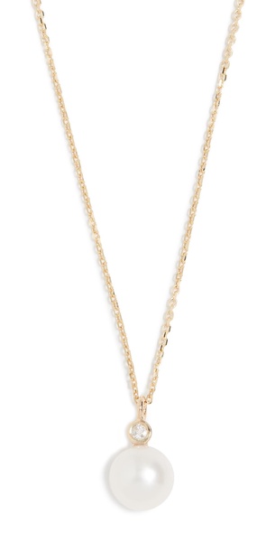 14K   Pearl and Diamond Dot Necklace