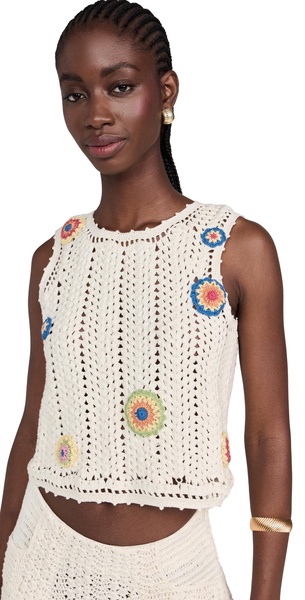 Lula Pearl Flower Crochet Top