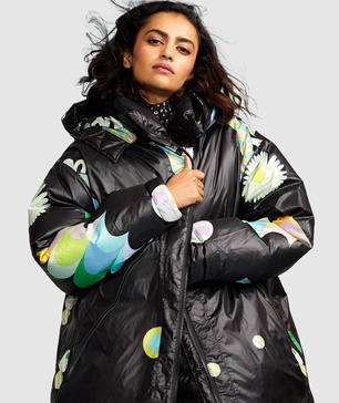 print nylon down puffer jacket