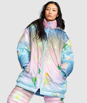 print nylon down puffer jacket