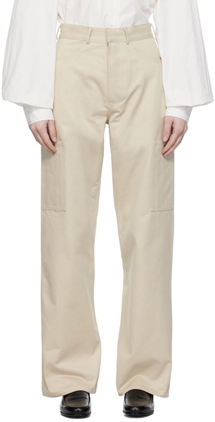 Beige Patch Pocket Trousers