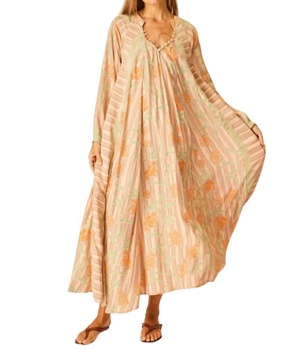 silk print fiore dress in chamomile apricot