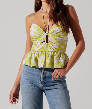 minka peplum top in floral lemon