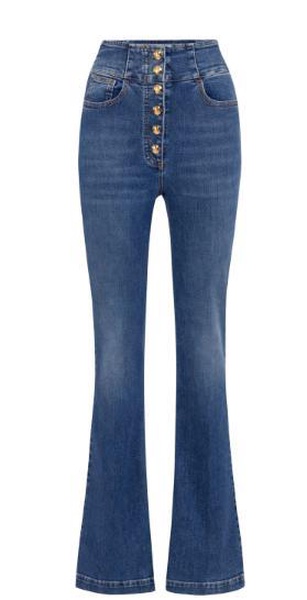 press-stud placket bell-bottom jeans