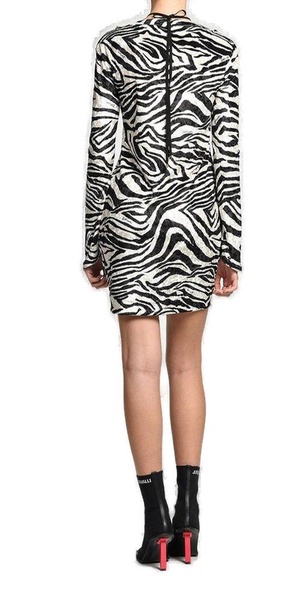 Just Cavalli Zebra-Printed Long-Sleeved Dress