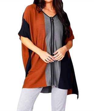 long stripe poncho in gray multi