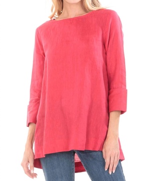 linen fit and flare tunic in red