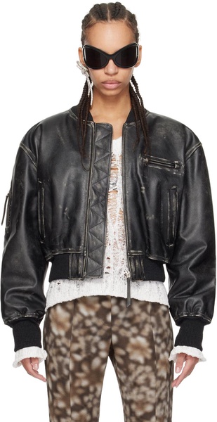 Black Distressed Leather Jacket