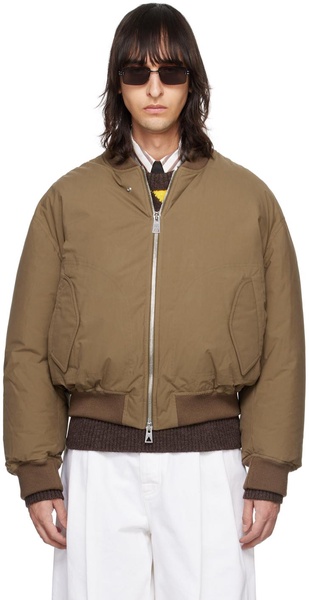 Brown zip-up cotton bomber jacket