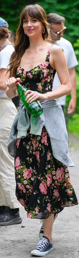 black sneakers and floral dress?