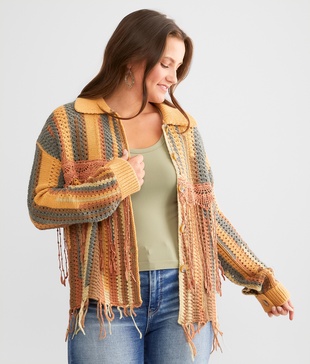 Crochet Fringe Cardigan Sweater