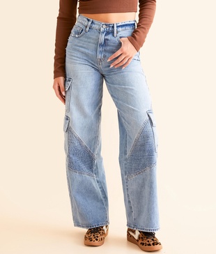 Nori Wide Leg Moto Cargo Jean