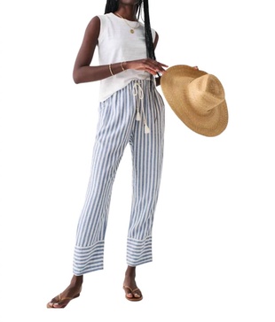 pacific beach linen pants in blue lucy stripe