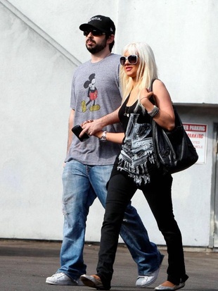 Christina Aguilera with Jordan Bratman Out and About in Hollywood October 4, 2008